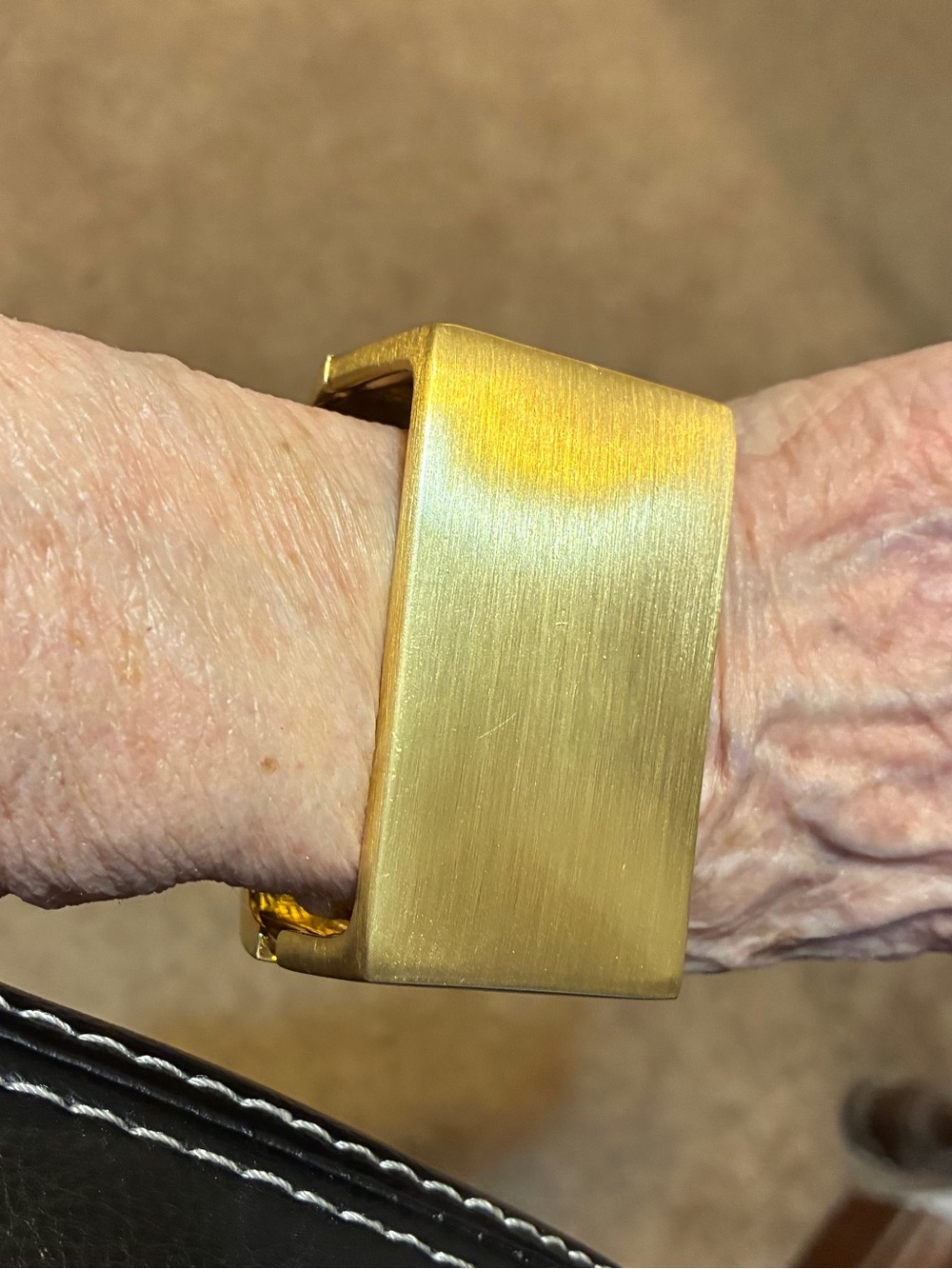 Brushed Gold,D Shape, Cuff Bracelet. 1 1/2” Wide & 2 1/2” Long Flat Top